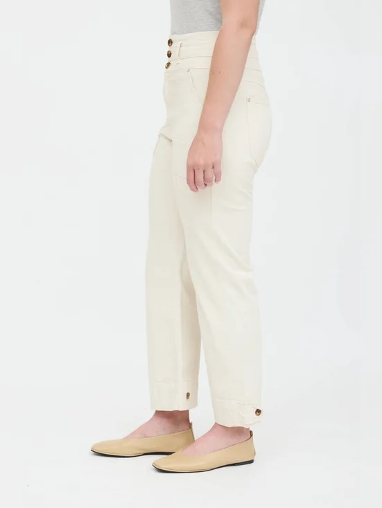 Veronica Beard Marley Convertible Leg High Rise Utility Pant Ecru Sz 29 - Picture 2 of 13